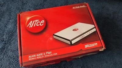 MODEM ALICE ADSL GATE2 PLUS 20 MEGA COMPLETO NUOVO SENZA WI-FI MODEM ROUTER CASA - Immagine 1 di 4