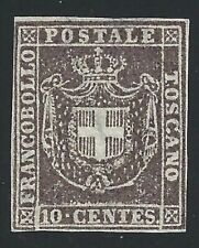 1860 Toscana, n.19 10 Cent. Bruno (Sg )/( ) Certificate E.Diena