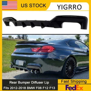 Rear Bumper Lip Diffuser For BMW F06 F12 F13 M6 640i 650i M Sport Gloss Black - Picture 1 of 9