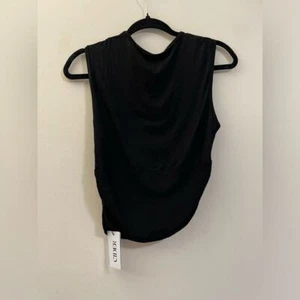 NWT Cider Asymmetrical Black Sleeveless Crop Top - L - Picture 1 of 8