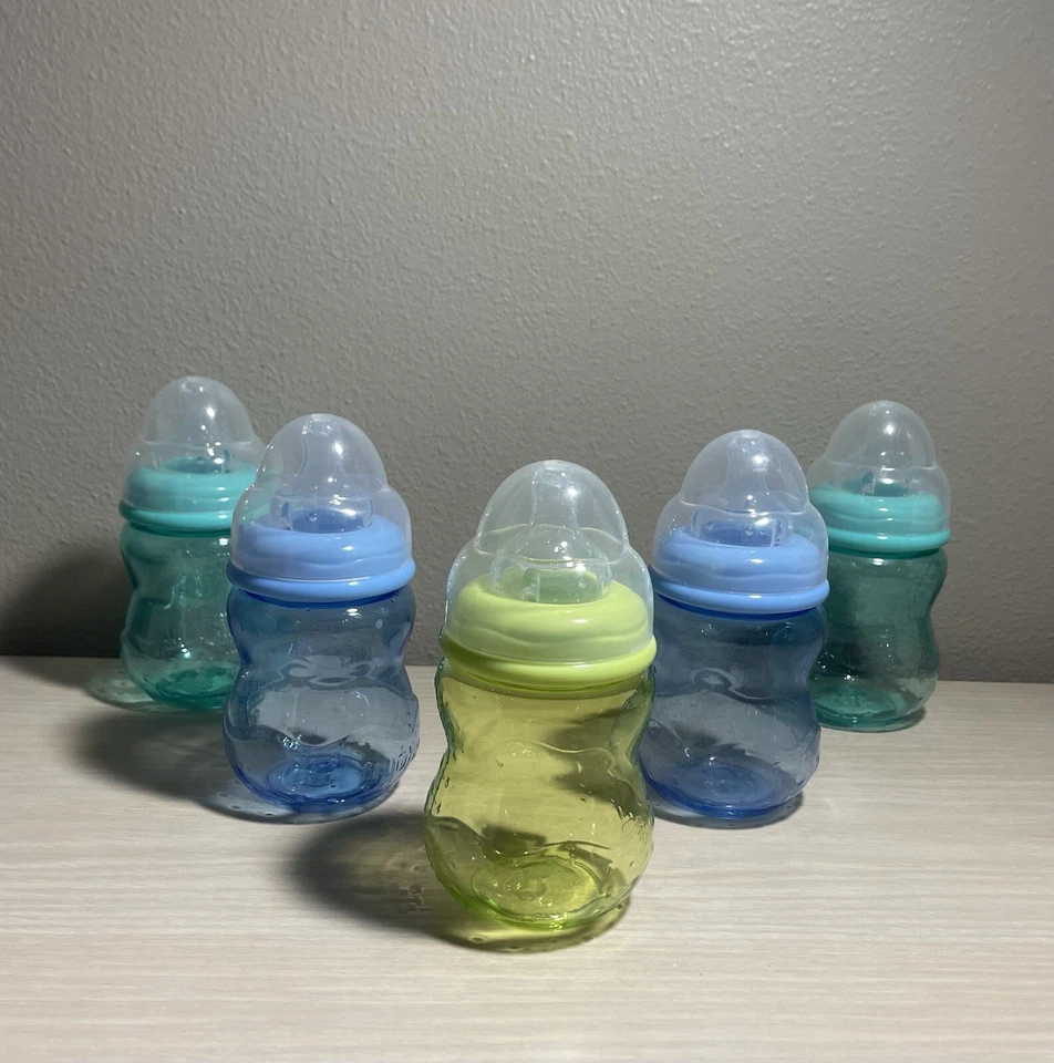 Nuby Anti-Colic Natural Touch Infant Bottles -Silicone Nipple - Set Of 5 3 Color - Image 1 of 4