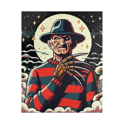 Freddy Krueger Pixelated Puzzle, Horror Movie Jigsaw Game 520 Piece, Nightmare - Image 1 of 3