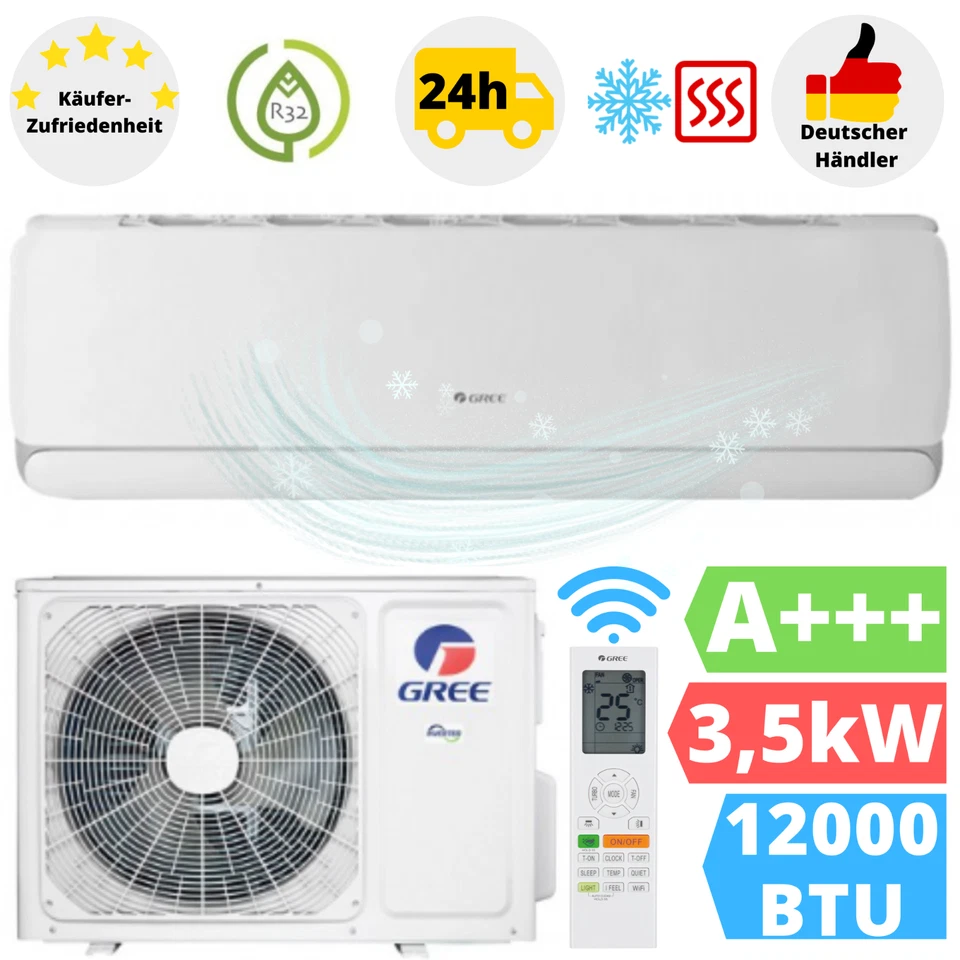 Gree G-Tech Silver Klimaanlage 12000BTU Klimagerät Inverter Klima WLAN 3,5 kW - Bild 1 von 4