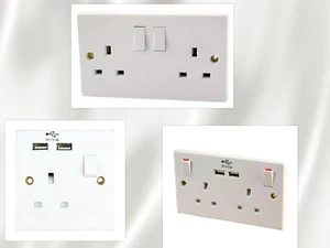 DOPPEL TWIN 2 GANG STECKDOSE 13A MIT 2 USB LADEANSCHLÜSSEN STECKER GESCHALTETE STECKDOSE - Bild 1 von 8