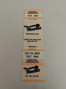 24. Juli 2003 Macon Peaches Ticket unbenutzt Pete Rose Day - Bild 1 von 1