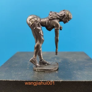 Estatua de tentación voluptuosa cuerpo femenino desnudo de criada de bronce macizo negro - Imagen 1 de 11