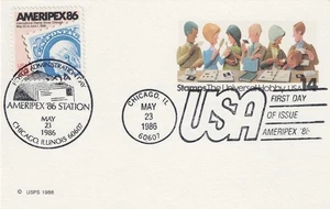 Ameripex Post Card - 1986 First Day of Issue with Ameripex '86 Special Cancel, - Picture 1 of 2