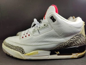 AIR JORDAN 3 RETRO WHITE CEMENT 2011 LEATHER ATHLETIC SNEAKER SZ 13 #136064-105 - Picture 1 of 8