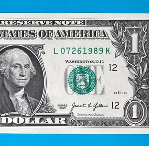 July 26, 1989 (L 07261989 K) BIRTHDAY Note $1 One Dollar Bill *UNC* - Picture 1 of 4