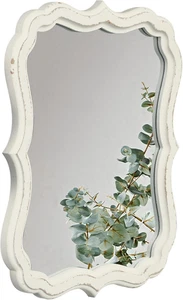 Rustic White Small Scalloped Wall Mirror 12" X 15", Mirror Wall Decor, Decorativ - Picture 1 of 12