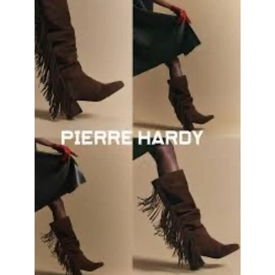 Botas Pierre Hardy Texas con flecos hasta el muslo en gamuza chocolate 38,5 Foto 1 de 2