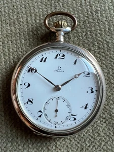 Antike Omega Taschenuhr Silber Ankerhemmung - 52 mm von 1915 - Bild 1 von 14