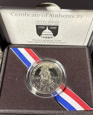 1989-S U.S. Congressional Half Dollar Proof Coin With Box & COA Great Condition! - Image 1 of 3