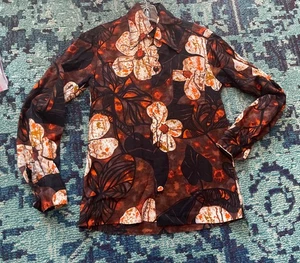 Hawaiian Textiles Fabric Handmade Shirt Small Long sleeve Hawaiian Shirt - Picture 1 of 8