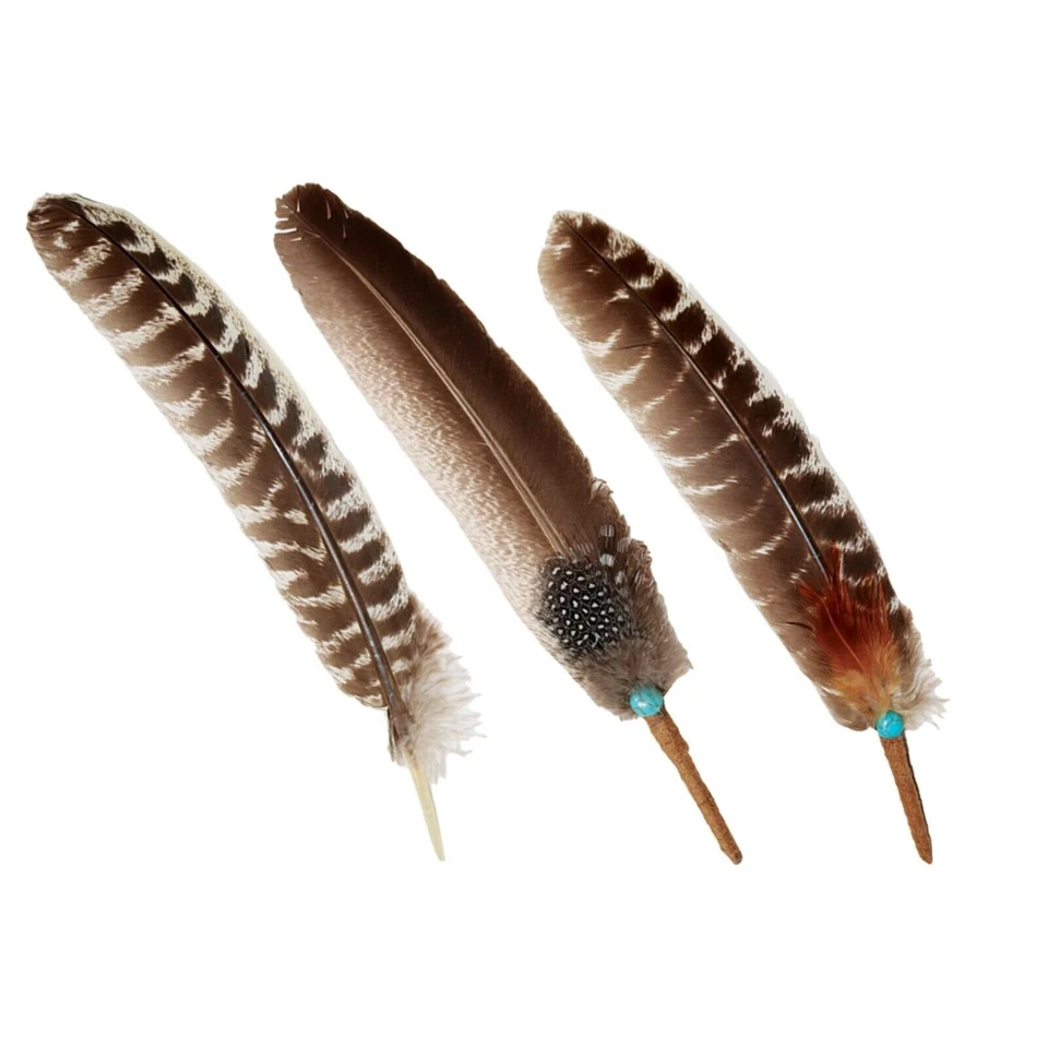 SOUL STICKS 100% Real Turkey Smudge Feather for Fanning 1 Piece option with Turquoise Bead