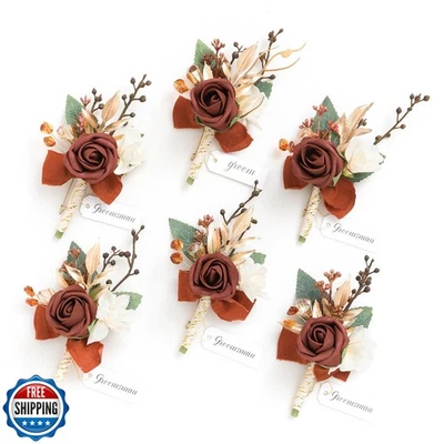 Boutonniere Ling's Moment para hombre, 6 piezas boutonniere de novio padrino, artifici Foto 1 de 4