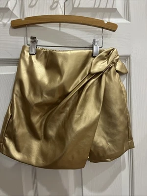 Habitual Kids Girls Faux Leather Gold Skirt, size 12 - Image 1 of 4