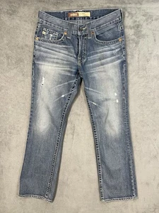 Big Star Jeans Mens 31x32 Blue Union Slim Straight Faded Thick Stitch Cowboy - Picture 1 of 12