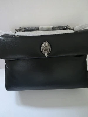 Kurt Geiger Kew Black Leather Crossbody Bag Silver Chain never Worn  £289 Rrp - Image 1 of 4
