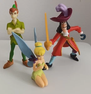 Vintage Lot 3 Figurines Peter Pan Capitaine Crochet Clochette Bullyland - Picture 1 of 8
