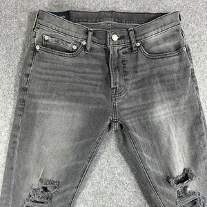 Abercrombie & Fitch Mens 30x32 Gray Wash Distressed Ripped Skinny Taper Jeans - Picture 1 of 10