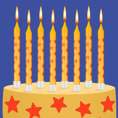 12 Piezas Velas de Cumpleaños Temáticas Anime Estampado Estrellas Amarillas y Rojas Amarillo, Rojo  Foto 1 de 4
