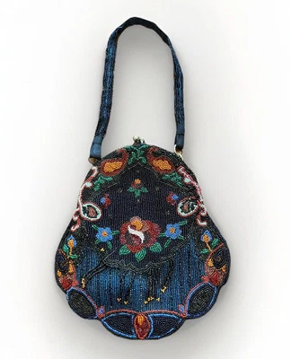 Антикварная сумочка с бахромой в стиле ар-деко с бисером - Изображение 1 из 4