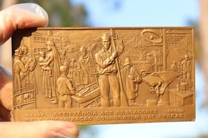 Riesige Bronzemedaille mit einem GIL EANES portugiesischen Schiff, 1955 - Bild 1 von 8