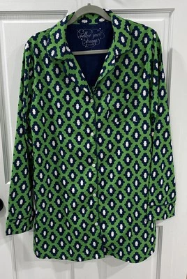 Follow Your Dreams “mudpie” green and navy Nightgown Size Large - Image 1 of 4