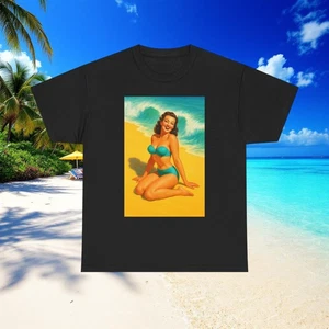 Camiseta de Playa Pinup Vintage | Camiseta Retro Estilo Verano Informal Algodón Moda - Imagen 1 de 57