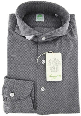 Camisa de algodón de lujo gris Finamore Napoli - ajuste ceñido - M/M Foto 1 de 4