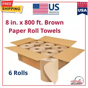 8 in. x 800 ft. Brown Paper Roll Towels, 6 Rolls per Carton - Picture 1 of 7