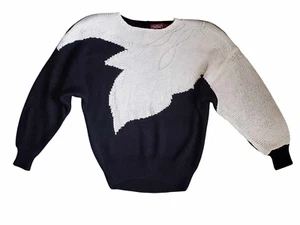 Vintage Ginenne Damen Lammwolle Angora Mischung Pullover L Perlen Schulterpolster NEU - Bild 1 von 11