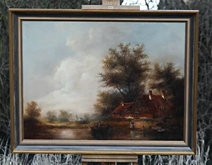 Naick Gilgert - Antigua granja en el estanque, gran pintura al óleo, pintura al óleo sobre lienzo - Imagen 1 de 8