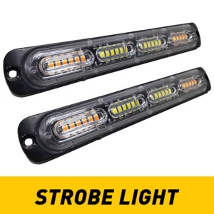 2X LED Flashing Strobe Light Grille Light Head Amber/White For Tow Truck Trailer - Picture 1 of 13