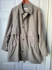 Bill Blass Men's Jacket Coat XL Trench Beige Khaki Button Up Pockets Microfiber - Picture 1 of 15