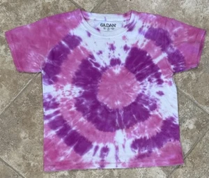 KIDS SIZE XS 2 / 4 TIE DYE 💗 Pink White Purple Spiral Hippie - Picture 1 of 6