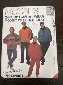 McCalls 7409 Vtg 90s Unisex 2 Hr Unlined Jacket Top Pull-on Pants Headband 34-36 - Picture 1 of 5