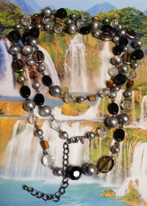 Retired Premier Designs Long Strand Pearl, Crystal and Shell Bead Necklace - Picture 1 of 12