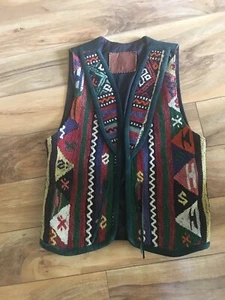 Boucher Santa Fe Deerskin With Kilim Vest NWT $350 - Picture 1 of 12