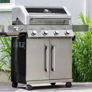 Grillstream Gourmet 4 burner hybrid BBQ with Steak shelf - Stainless Steel - Picture 1 of 18