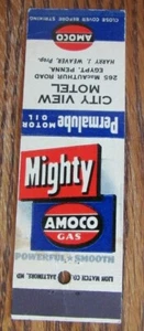 CITY VIEW MOTEL & AMOCO GASOLINERA MATCHBOOK COVER: EGYPT, PENNSYVANIA -E1 - Imagen 1 de 2