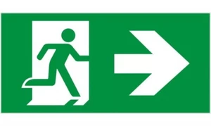 Letrero de salida de emergencia leyenda derecha para placa frontal LED mantenida placa de plástico - Imagen 1 de 10
