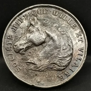 SILBER MEDAILLE 1888 RENTIERE PFERDEGESELLSCHAFT VON ILLE ET VILAINE / 36mm 19,45g - Bild 1 von 3