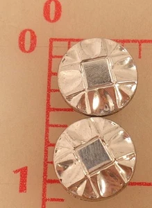 12 Vintage Small Czech Glass Shank Buttons Silver with Square Design 13mm 1/2" - Picture 1 of 5
