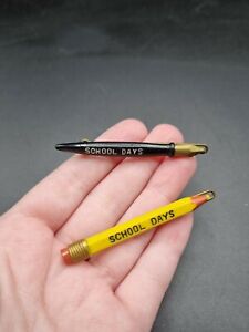 Vintage 1940s Rare Martha Sleeper? Celluloid School Days Pencil Pen Hair Slides 