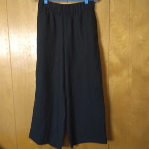 H&M Women's Small Black Elastic Waist Wide Leg Trouser Pants Classic Office NEW - Picture 1 of 7