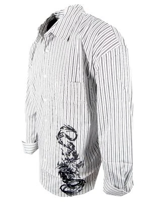 Mens Pinstripe Shirt Casual Dress Velvet Dragon STRETCH BIG and TALL Button Up - Image 1 of 4