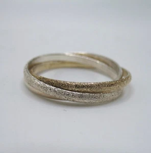 Beautiful vintage 3-band textured sterling silver interlinked band ring - Picture 1 of 7