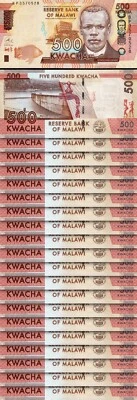 Malawi 500 Kwacha 2017, UNC, 20 Pcs LOT, Consecutive, P-66b - Image 1 of 4